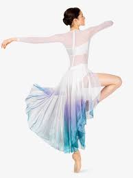 Womens Hand Painted Long Sleeve Lyrical Dress Lyrical Dresses Dance Costumes Dresses Dance Outfits