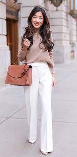 100 Must Have Winter Outfits To Inspire You White Pants Outfit Dress Pants Outfits Outfits