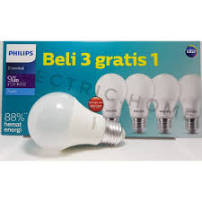 Harga lampu philips led bulb. Paket Isi 4 Lampu Philips Led Essential 9 Watt 9w 9 W Putih Shopee Indonesia
