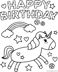 Time to write a happy birthday card to a loved one? Unicorn Wishes Happy Birthday Coloring Page Coloringall
