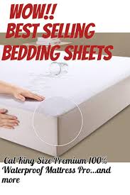 Cal King Size Premium 100 Waterproof Mattress Protector Vinyl Free Deep Pocket Stretch To 16 In 2020 Waterproof Mattress Cover Waterproof Mattress Cal King Size