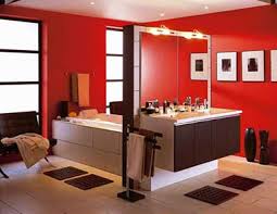 Meubles, mobilier, salon, cuisine, chambre et salle de bain. La Salle De Bain Rouge Donne Des Idees Au Gris Et Noir Deco Cool