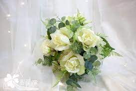 25cm圓形白綠仿真捧花 decor glass vase home decor
