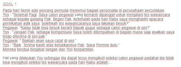 Negosiasi antara dina dan penjual pada saat pembelian tas sekolah. Contoh Soal Interpretasi Isi Teks Negosiasi