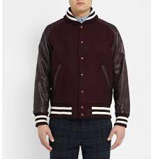 Beams Plus Leather And Wool Blend Varsity Jacket