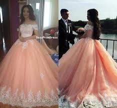 Fashion Quinceanera Dresses Off The Shoulder Coral Tulle White Lace Ball Gowns Sweet 16 Dress Quinceanera Dresses Pink Sweet 16 Dresses Masquerade Ball Gowns