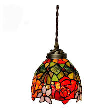Rose Vintage Tiffany Pendant Lighting Ambient Light Lamp Shade Fixture Pendant Lighting Home Decor Heparts