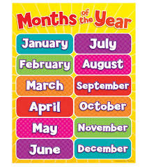 Scholastic Months Of The Year Chart 12pk Joann In 2020 Months In A Year English Lessons For Kids Days Of The Week Activities
