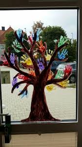 Fensterbild Handabdrucke Fensterbilder Herbst Kindergarten Fensterbilder Herbst Kinder Herbstdeko Mit Kindern Basteln