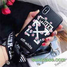 オフホワイト 花柄 iphone 11maxケース ネックストラップ off white iphonexr ケース 海外セレブ フラワーデザイン アイフォンケースxr 韓国 ケース オフホワイト ネックストラップ