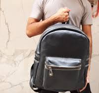 Personalized Jet Black Full Grain Leather Backpack: Men's ...