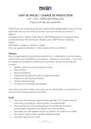 ○ de l'organisation des ateliers pédagogiques du freegan pony ○ de la recherche de financements publics ○ de la programmation. Fiche De Poste Charge De Prod Chef De Projet Fichier Pdf