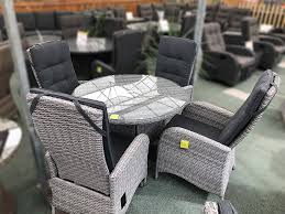 Rated 4.5 out of 5 stars. 4 Seater Round Reclining Dining Set In Silver Grey Rattan Garden Centre Shopping