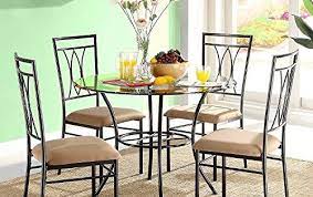 5pc Dining Set 4 Seats Chairs Round Table Espresso Beige Padded Seats Indoor Kitchen Di Metal Dining Room Cheap Dining Room Sets Dining Room Furniture Sets
