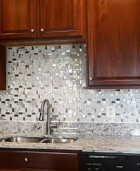 Elegant Modern White Glass Metal Backsplash Tile Backsplash Com Metallic Backsplash Metal Tile Backsplash White Tile Backsplash