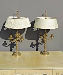 Vintage Pair Of French Brass Bouillotte 3 Arm Candelabra Table Lamps Ebay Brass Table Lamps Table Lamp Lamp