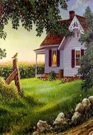 Pretty Old Farm House Painting Cottage Art Farm Art Scenery