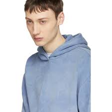 John Elliott Blue Oversized Cropped Hoodie John Elliott
