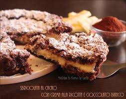 Sbriciolata Al Cacao Con Crema Di Ricotta E Cioccolato Bianco Idee Alimentari Cioccolato Ricette