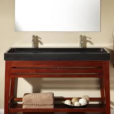 polished black granite trough sink
