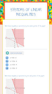 A system of linear equation comprises two or more linear equations. Systems Of Linear Inequalities Interactive Worksheet By Angelica Rohring Wizer Me