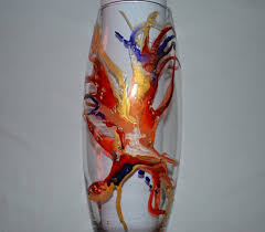 Vase En Verre Peint Style Murano Multicolore Vase Peint Murano Vase Multicolore Vase Couleur Vase Arc En Ciel Peintu Vase Verre Vases Peints Peinture Sur Verre