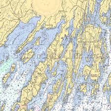 Maine Middle Bay Harpswell Nautical Chart Decor