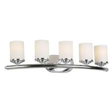 Installed above or alongside mirrors, vanity lights are purposeful fixtures that keep your bathroom looking at its best. Forte Lighting 5 Light Chrome Bath Vanity Light With Satin Opal Glass Shade 5105 05 05 The Home Depot