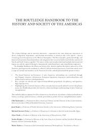 Pdf The Routledge Handbook To The History And Society Of The Americas