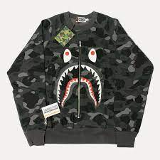 A Bathing Ape Bape Shark Sweatshirt Colour Camo Color Hoodie Short Sleeve Denim Shirt Shark Sweatshirt King Outfit