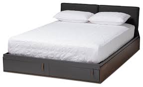 Two Tone Gray And Walnut Queen Size Platform Storage Bed Gray Headboard Transitional Platform Beds By Hedgeapple Related:queen size bed frame with headboard wood queen bed frame metal queen wood platform bed frame queen bed frame with storage queen mattress queen bed spivpeocponszforedfd. two tone gray and walnut queen size platform storage bed gray headboard