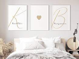 Couples Name And Initial Prints For Bedroomcustom Initial Etsy In 2021 Master Bedroom Wall Decor Bedroom Decor For Couples Bedroom Wall Decor Above Bed