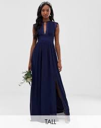 Tfnc Tall Lace Detail Maxi Bridesmaid Dress In Navy Demoiselle D Honneur Robe Courte Dentelle Bleue Robe Dentelle