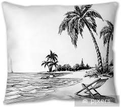 Summer Beach Pencil Drawing Throw Pillow Pixers We Live To Change Pencil drawing print graphite art original pencil sketch | etsy.