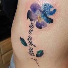 Watercolor Violet Tattoo Getting This For My Daughter But Instead Of I Love You More It Ll Say Her Name Violet Tattoo Violet Flower Tattoos Pansy Tattoo