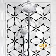 Kitchen, backsplash, bath tile and more. Flora Flower Pattern Waterjet White And Black Marble Mosaic Tile For Bathroom Floor In New Home Villa China Marble Mosaic Tile Bathroom Marble Mosaic Bathroom Floor Made In China Com