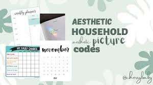 I hoped you liked the video!💗——————————. Aesthetic Household Picture Codes Planners Chores Calendars Bloxburg Youtube