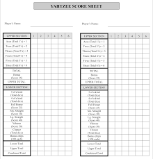 This cricket score sheet has room for many details of play, from batsman runs (and a cumulative run tally) to bowler stats. Print Yatzy