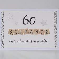 Carte D Anniversaire 60 Ans Avec Lettres De Scrabble Birthday Cards Birthday Scrapbook Diy Invitations