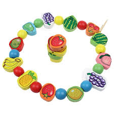 25pcs Baby Wooden Toys Cartoon Lacing Threading Beads Game Learning Educational Enlightenment Kids Gifts Wooden Baby Toys Childrens Educational Toys Toy Sets