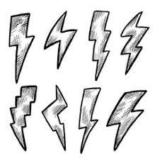 Outline the top of the cloud using a series of short, connected, curved lines. Lightning Bolt Sketch Vector Images Over 540