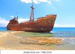 sinking cargo ship high res stock