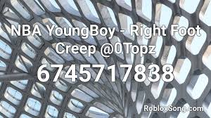 Dora the explorer theme song remix roblox id how to get dora theme song roblox id blox music robloxbirthdayppua teletubby theme song roblox id free robux donations roblox. Nba Youngboy Right Foot Creep 0topz Roblox Id Roblox Music Codes