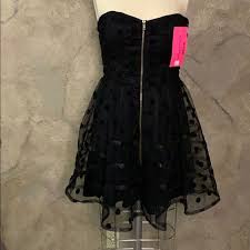 Betsy Johnson Black Polka Dot Strapless Dress In 2020 Betsey Johnson Black Dress Betsy Johnson Dress Betsey Johnson Dress
