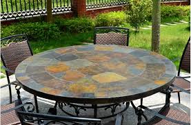 125160cm Round Slate Patio Dining Table Tiled Mosaic Oceane Di 2020 Patio