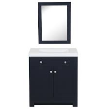 No assembly manual or instruction provided) Glacier Bay Everdean 30 5 In W X 19 In D Vanity In Deep Blue With Cultured Marble Vanity Top In White With White Sink And Mirror Ev30p3 Db The Home Depot Marble