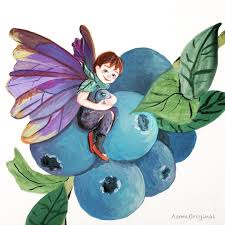 Blueberry Fairy By Asmaoriginal Flower Fairies Art Illustration Art