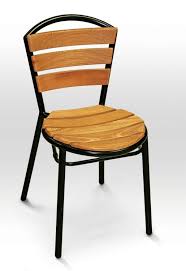 Black Aluminum Outdoor Stacking Side Chair With Teak Seat And Back From Florida Seating Aluminium Outdoor Furniture Outdoor Side Chairs Teak Chairs