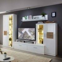 Wohnwand Baracaldos In Weiss Hochglanz Holz Dekor 300 Cm Breit 4 Teilig Living Room Tv Unit Living Room Tv Living Room Tv Wall