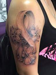 Breast cancer ribbon tattoos with flowers. Island Sons Ink Breast Cancer Ribbon With Plumerias And Facebook